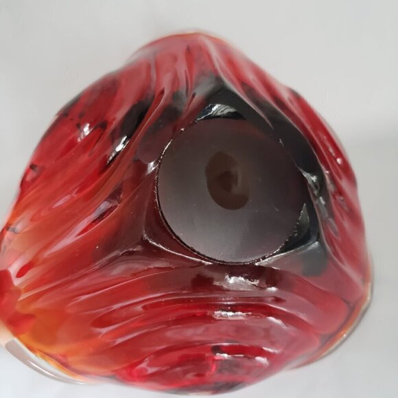 Vintage Murano Style Red & Clear Glass Candy Trinket Dish Ashtray - Picture 7 of 10
